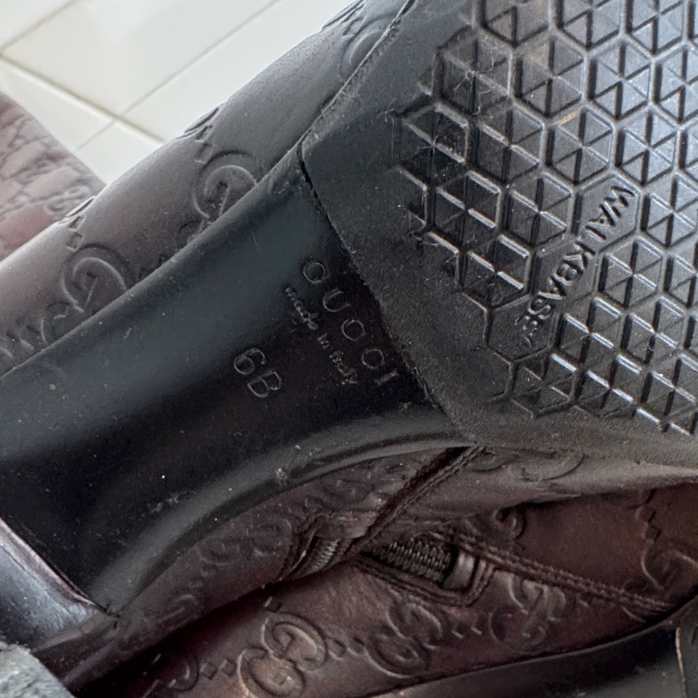 Gucci Brown GG-Embossed Over-the-Knee Leather Boots - Picture 8 of 9
